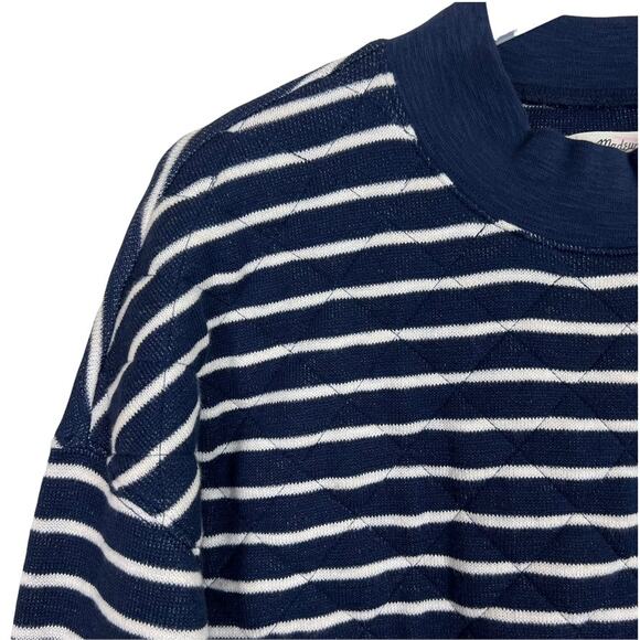 Madewell Quilted Mockneck Striped Sweatshirt Size Small - Picture 6 of 10